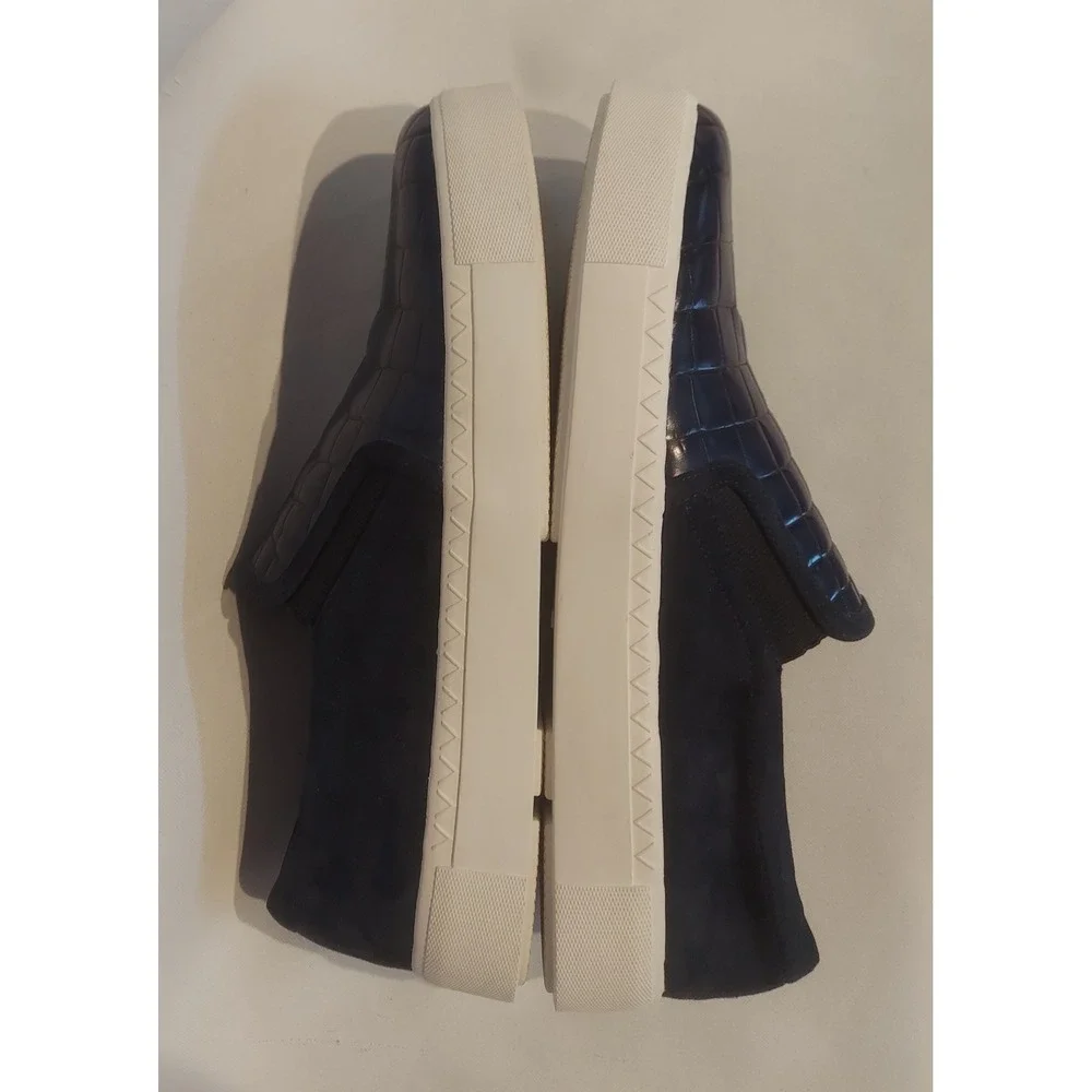 Via Spiga Womens Navy Maliah Croc Embossed Leather & Suede Sneakers Size 8.5 ❤️ - Picture 5 of 10